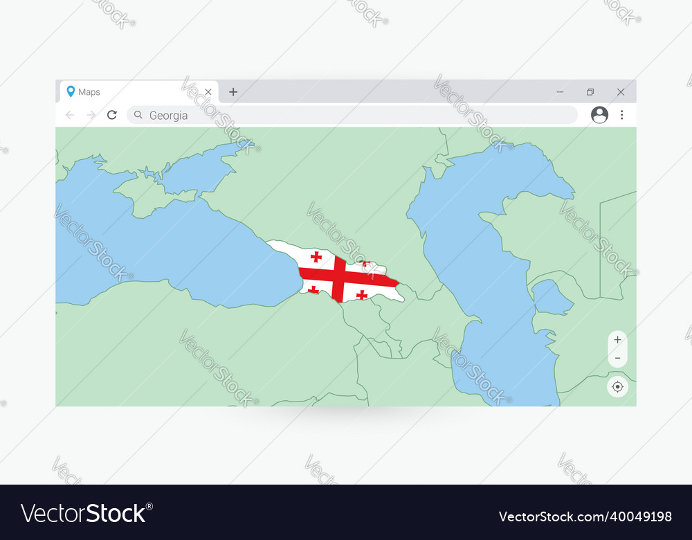 Browser window with map of georgia searching