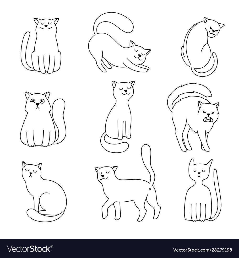 Cat character sketch Royalty Free Vector Image