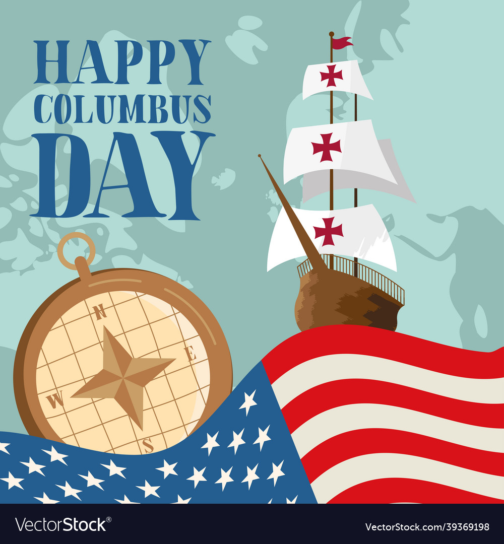 Columbus day postcard Royalty Free Vector Image