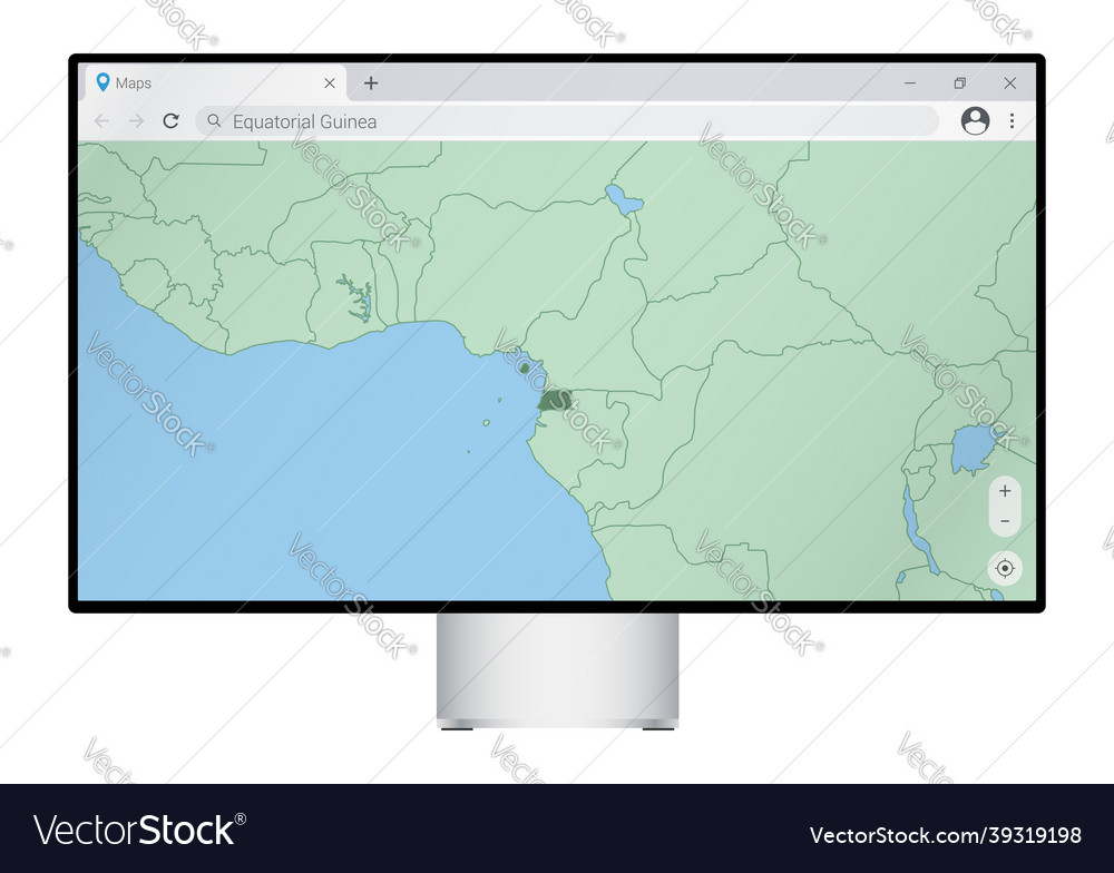 Computer monitor with map of equatorial guinea