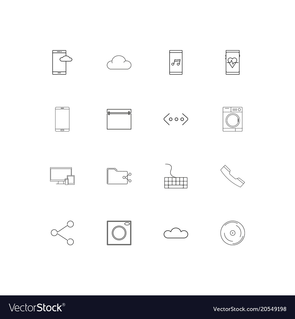 Devices simple linear icons set outlined
