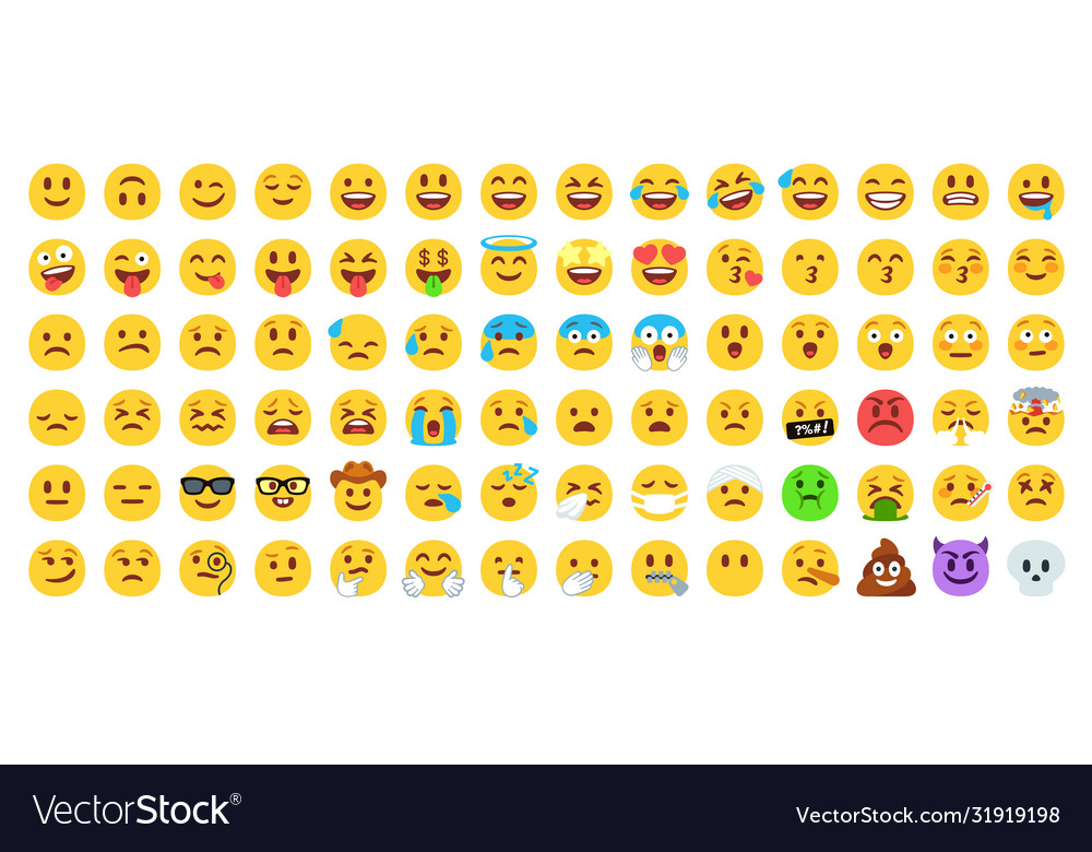 Flat yellow emoji collection Royalty Free Vector Image