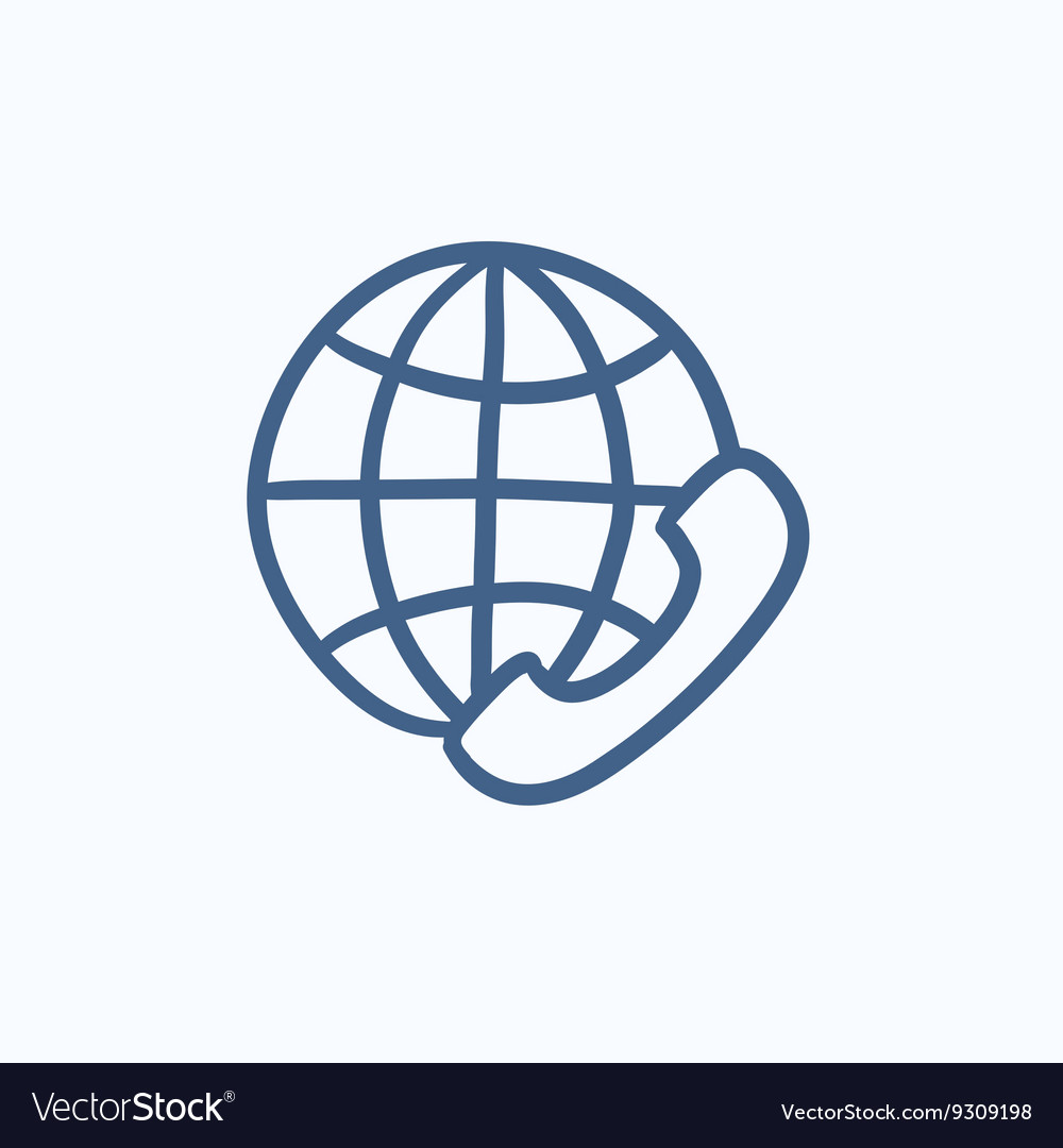 Global communications sketch icon
