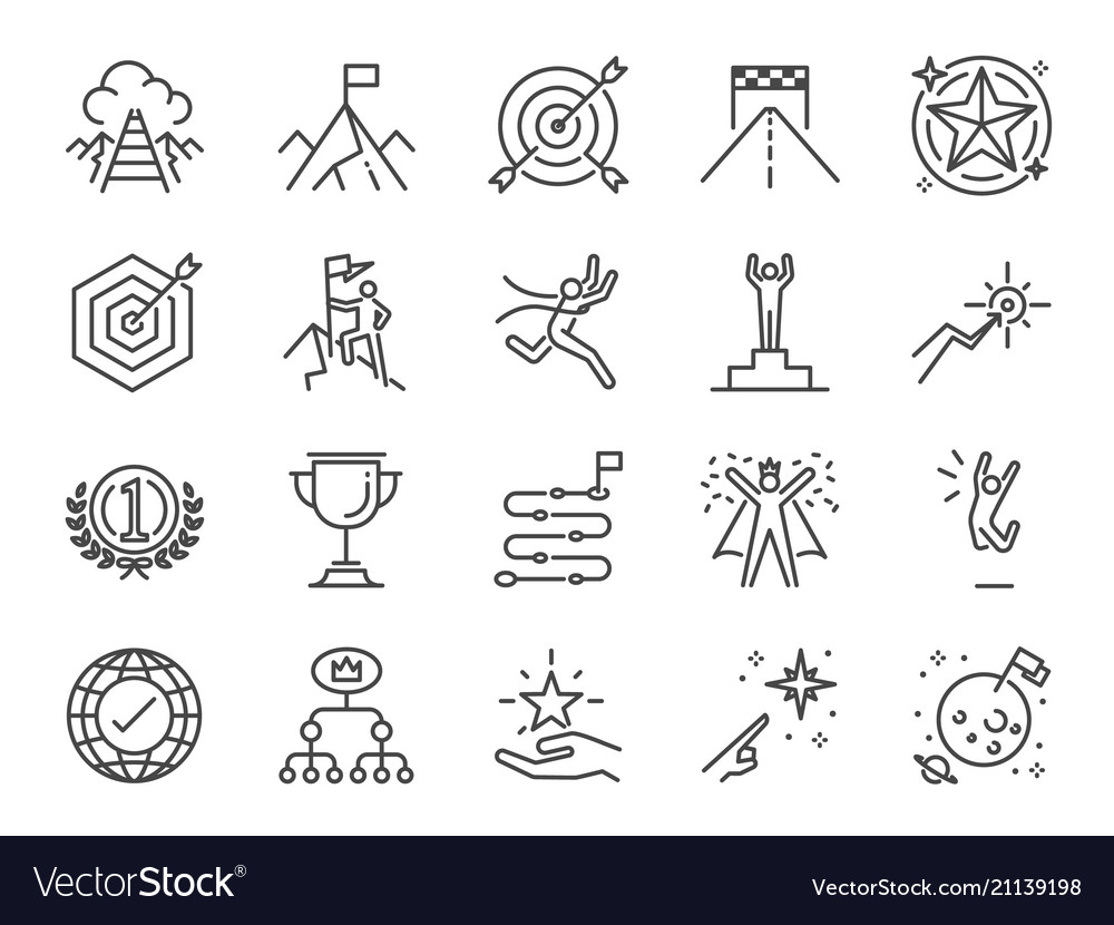 Goal and achievement icon set vector image Goal and achievement icon set