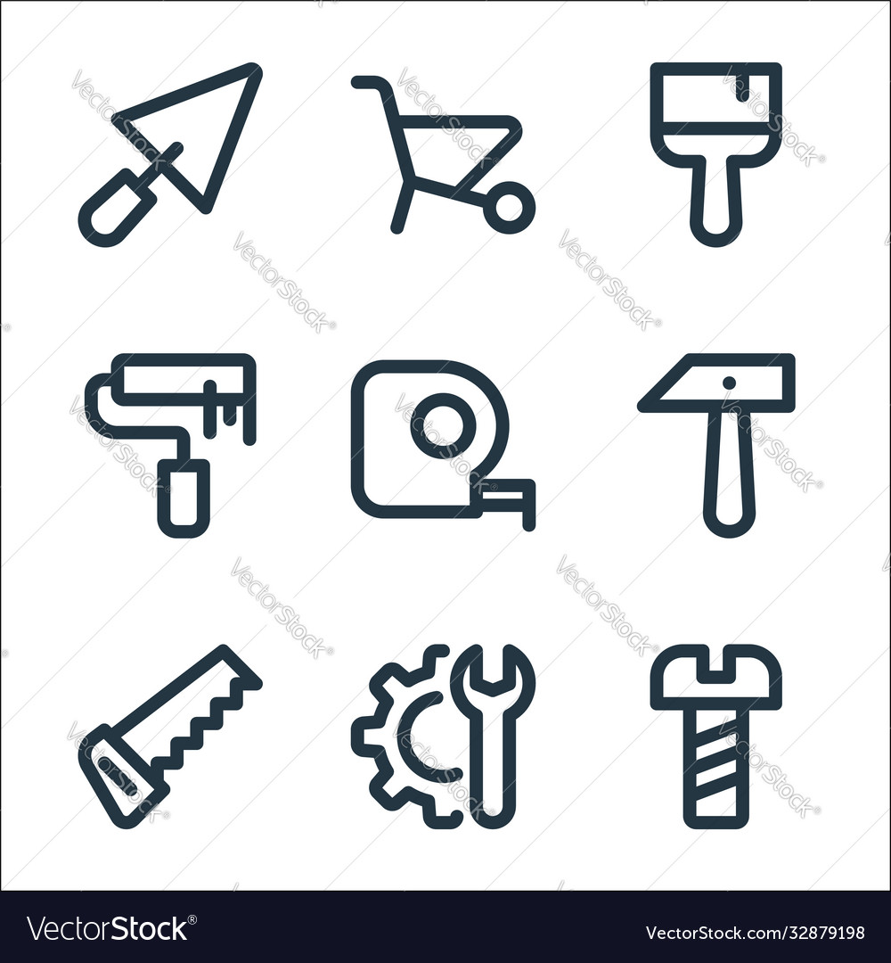 Labour day line icons linear set quality