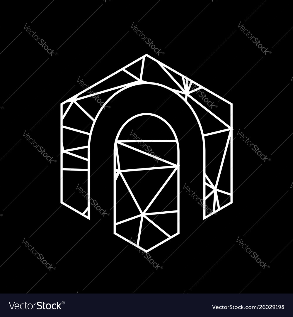 N geometric triangle blockchain font vector image N geometric triangle blockchain font