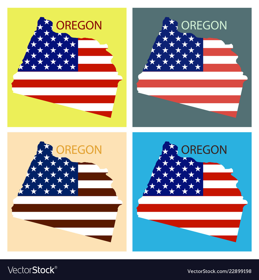 Oregon state of america with map flag print