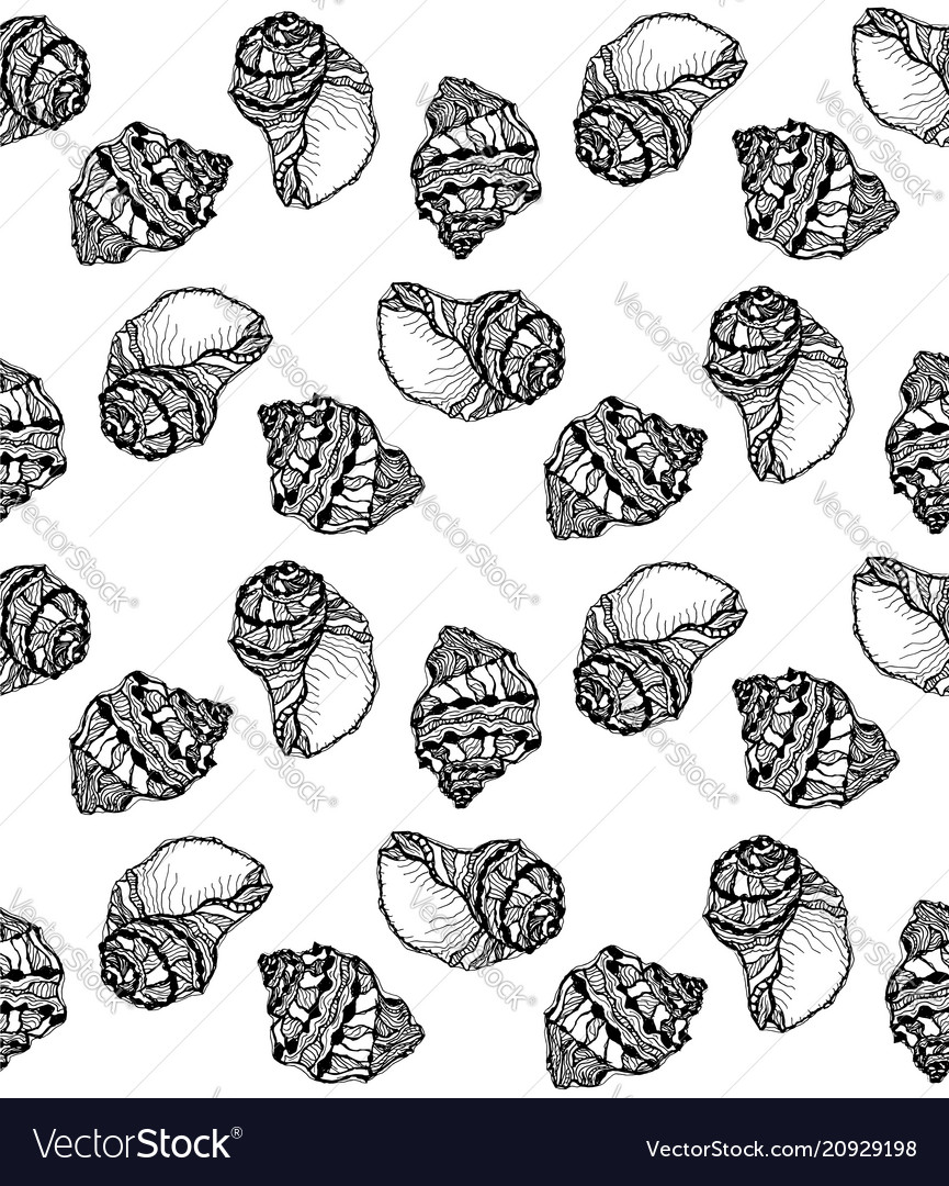 Seamless pattern from black seashell