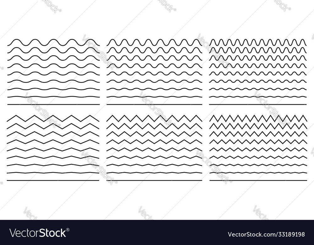 Seamless wavy line and zigzag patterns set vector image Seamless wavy line and zigzag patterns set