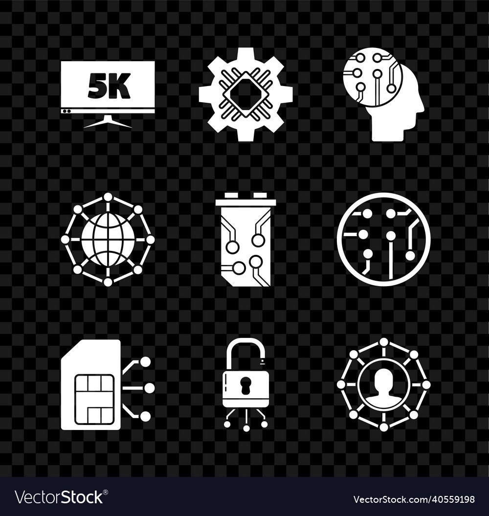 Set monitor display with 5k video processor vector image Set monitor display with 5k video processor