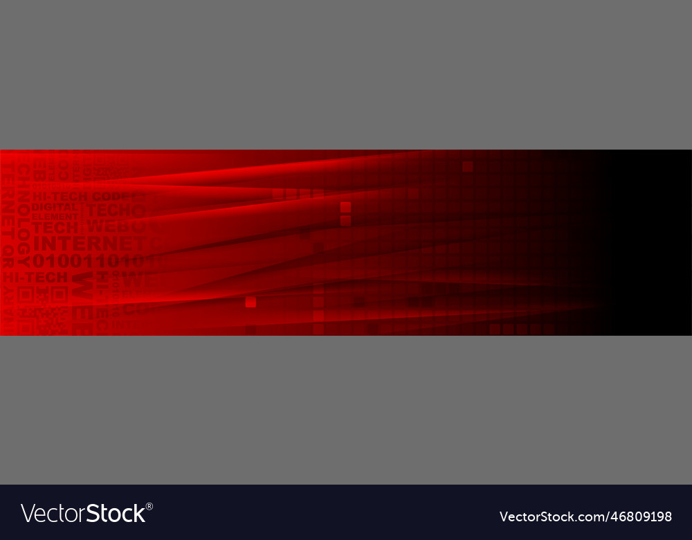 Technology red glossy banner with word cloud