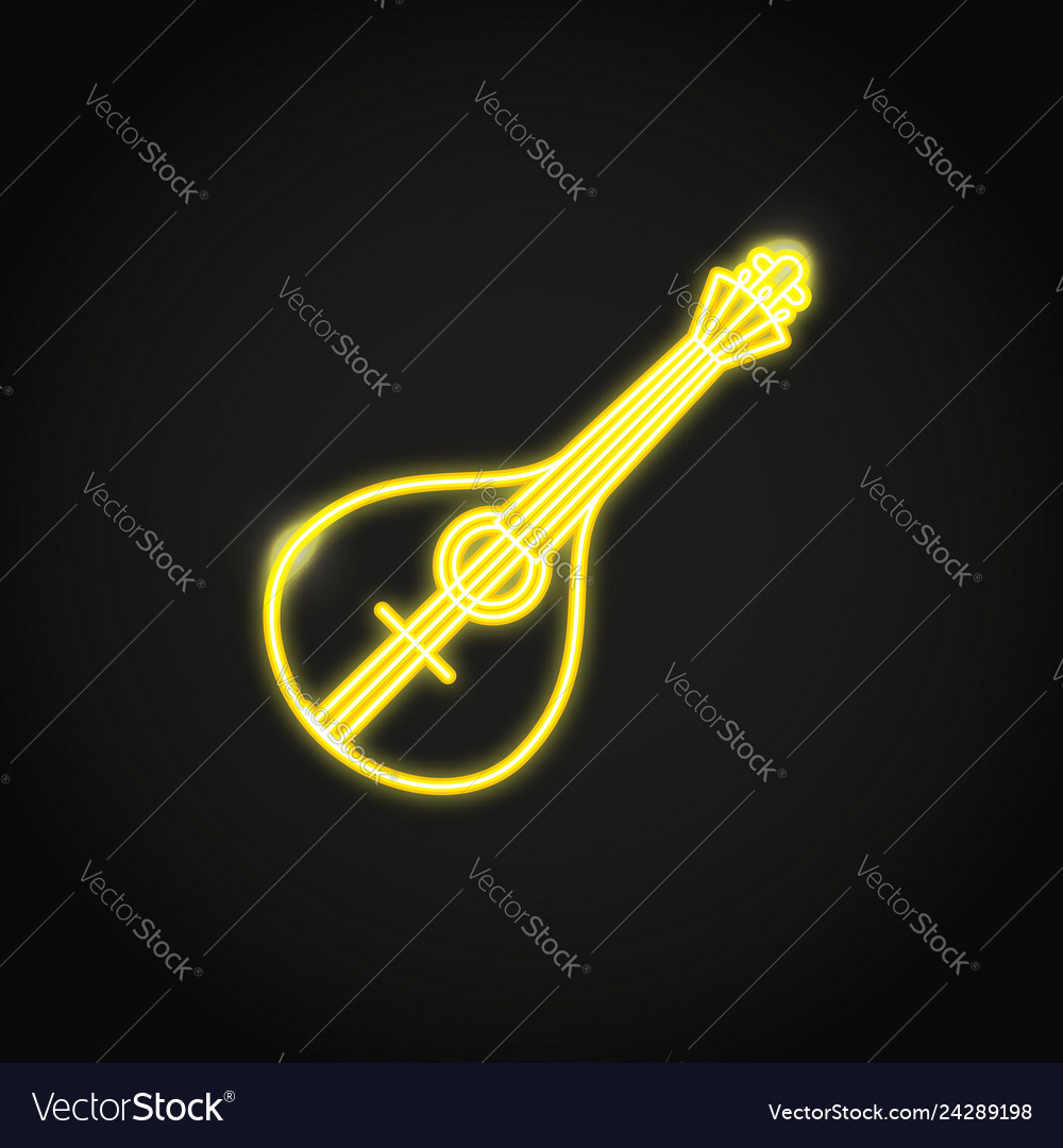 Traditional portuguese guitar fado icon in glowing vector image Traditional portuguese guitar fado icon in glowing