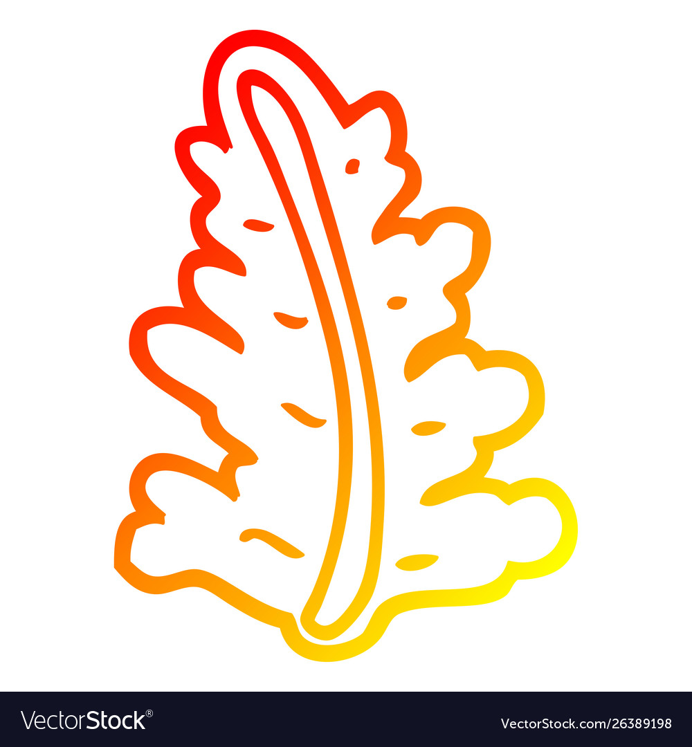 Warm gradient line drawing cartoon leaf