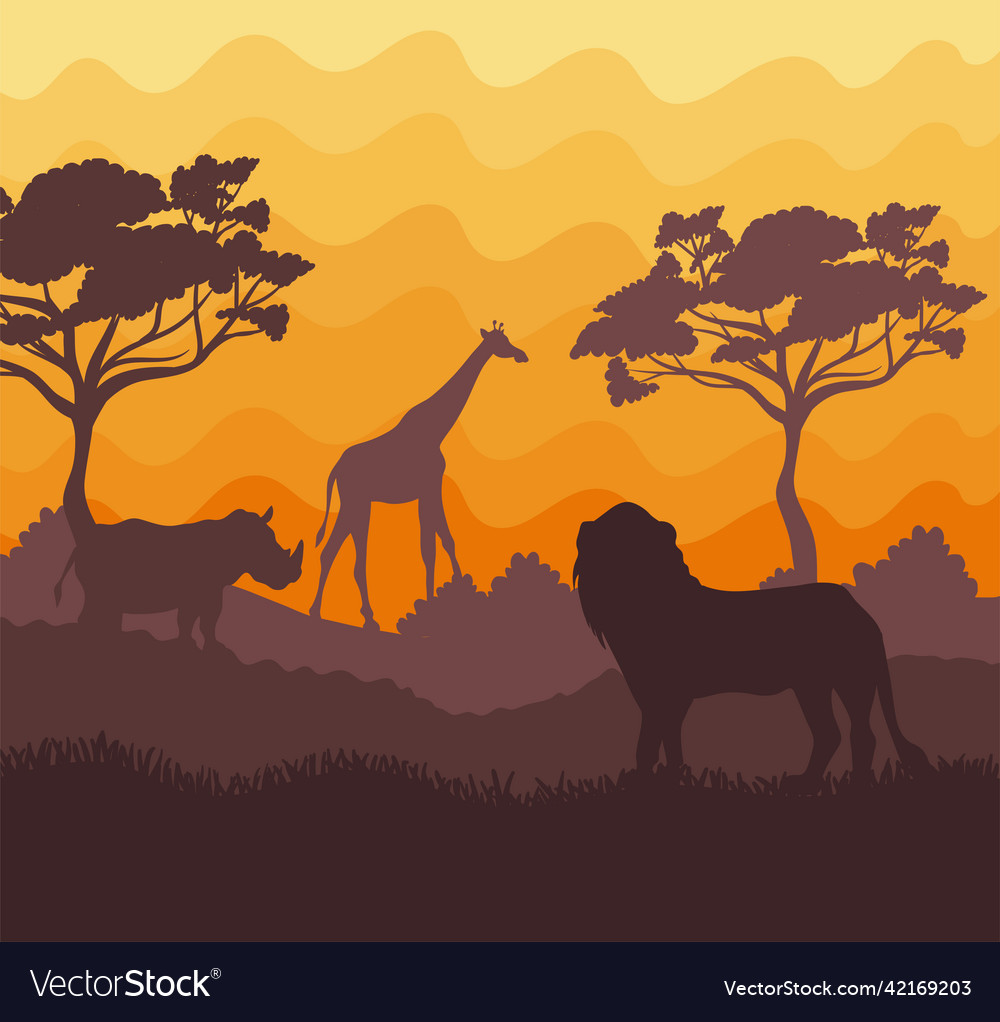 African savannah with animals Royalty Free Vector Image