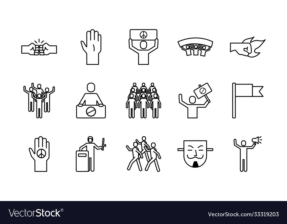 Bundle fifteen protest set icons