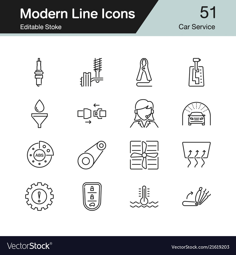 Car service icons modern line design set 51