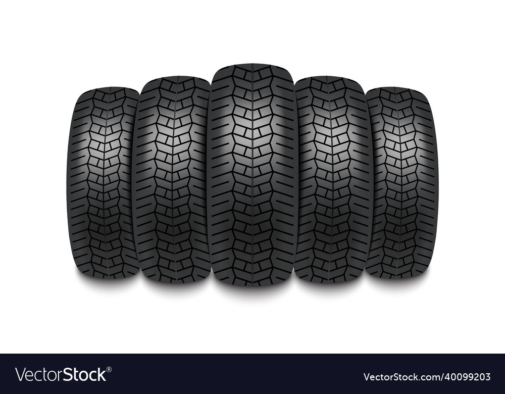 Car tires realistic design isolated on white