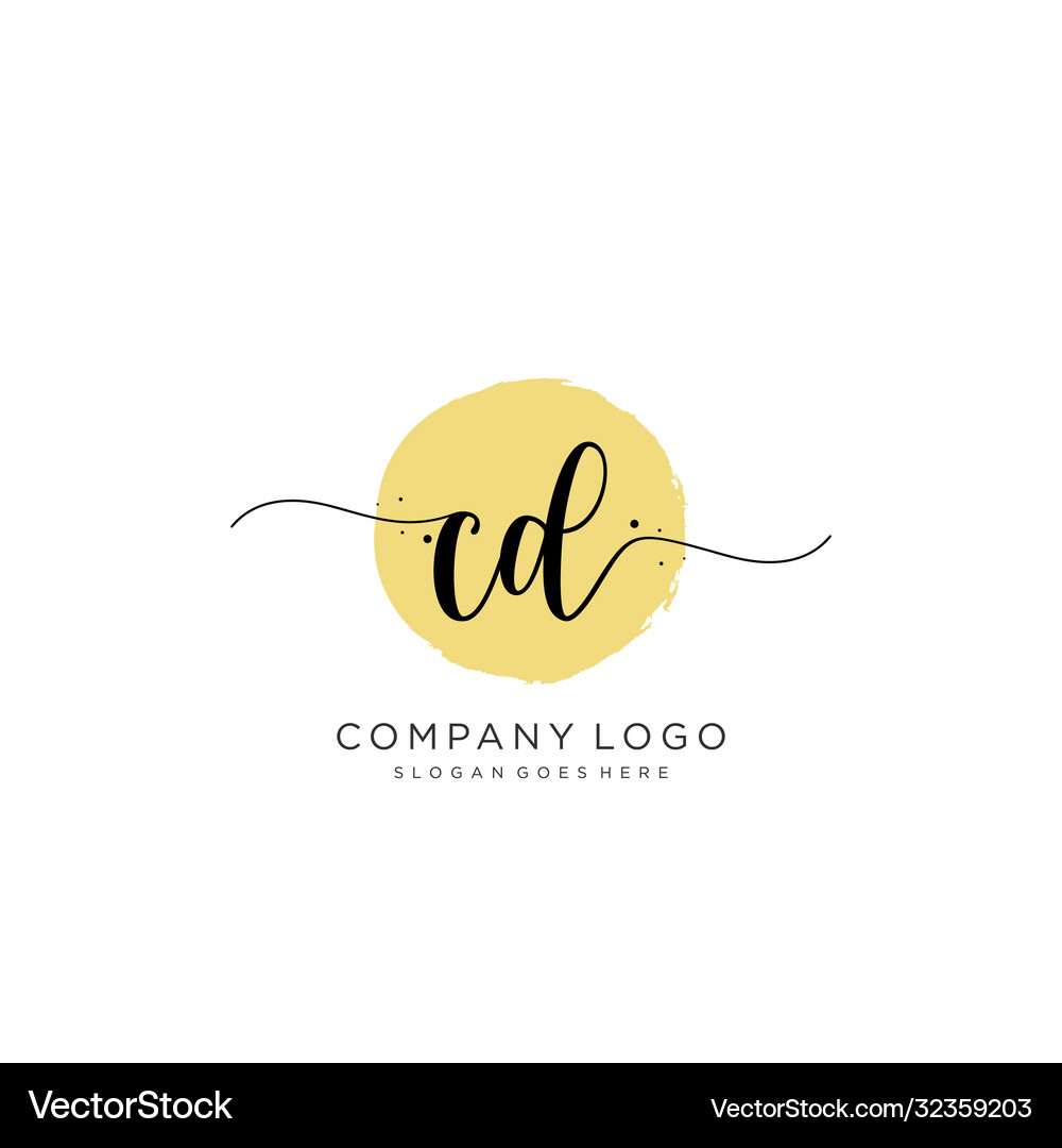 Cd initial handwriting logo design Royalty Free Vector Image