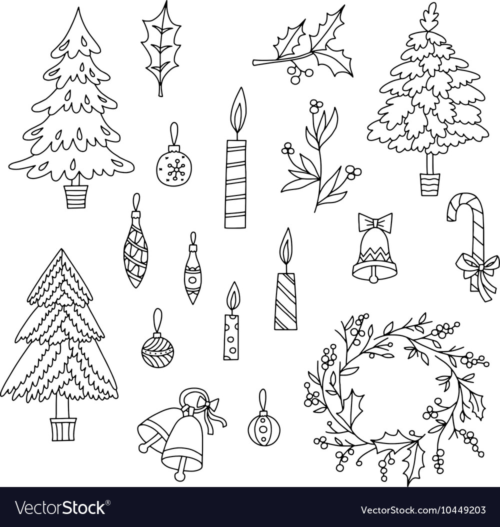Christmas decoration set with graphic elements