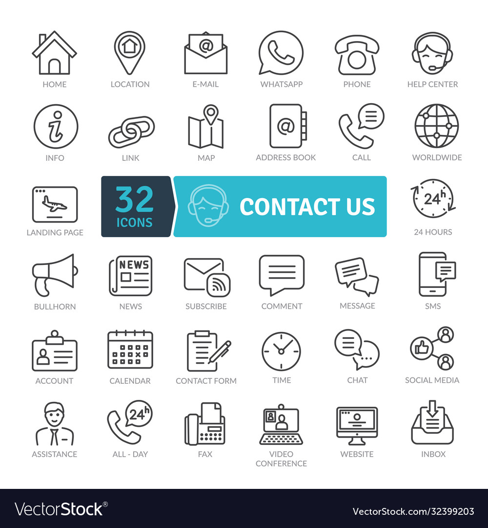 Contact icons pack Royalty Free Vector Image - VectorStock