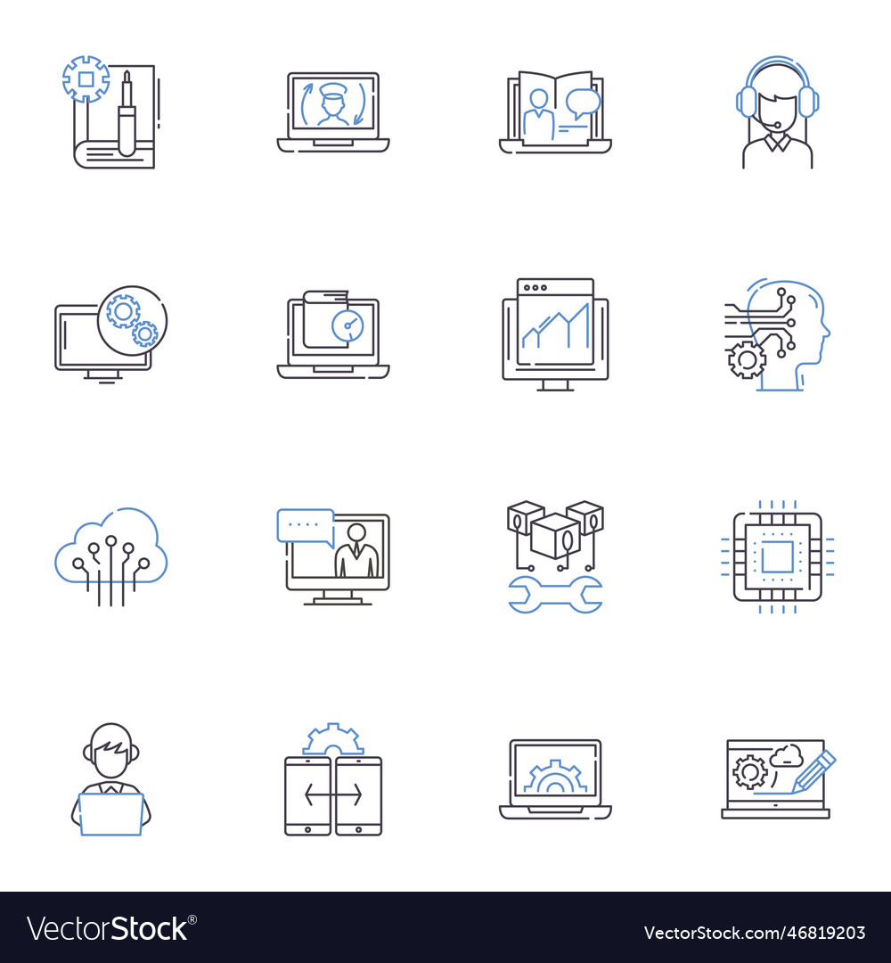Cybersecurity line icons collection encryption vector image Cybersecurity line icons collection encryption