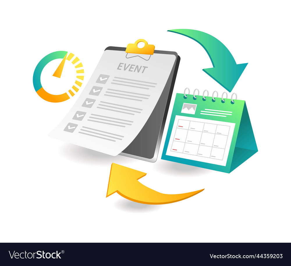 Flat isometric landing page concept arrange event vector image Flat isometric landing page concept arrange event