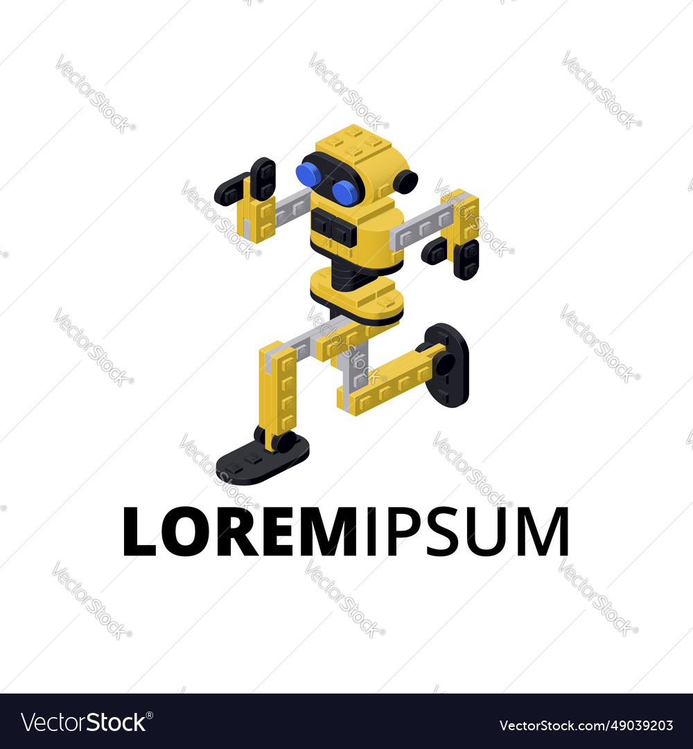 Logo with a dancing robot for print and design vector image Logo with a dancing robot for print and design