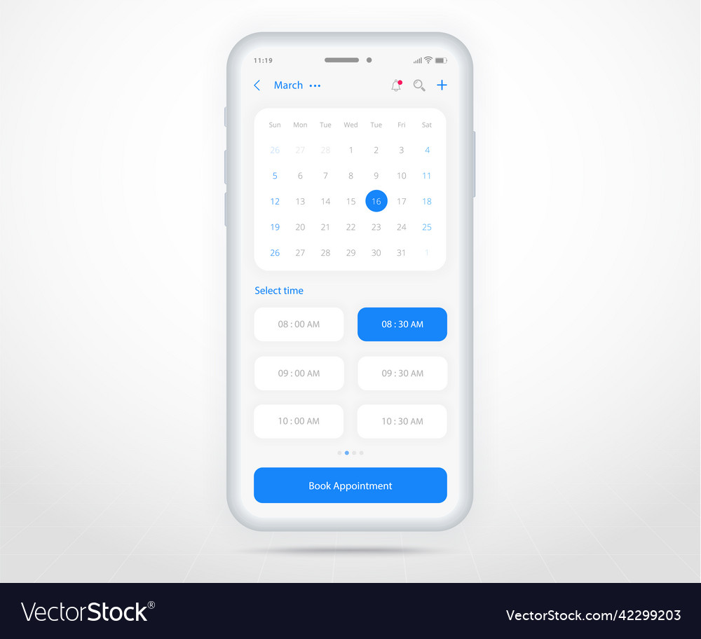 Mobile app calendar planner concept appointment