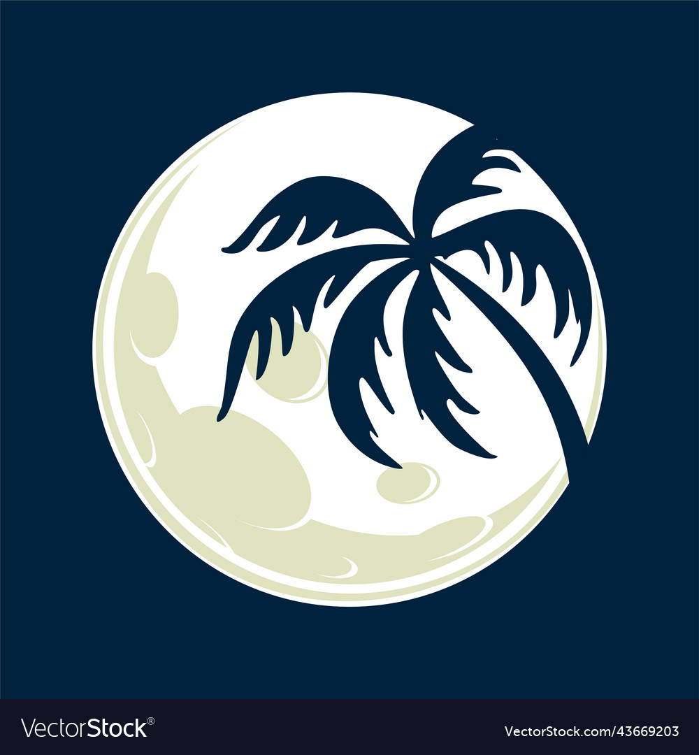 Moon symbol with palm trees Royalty Free Vector Image