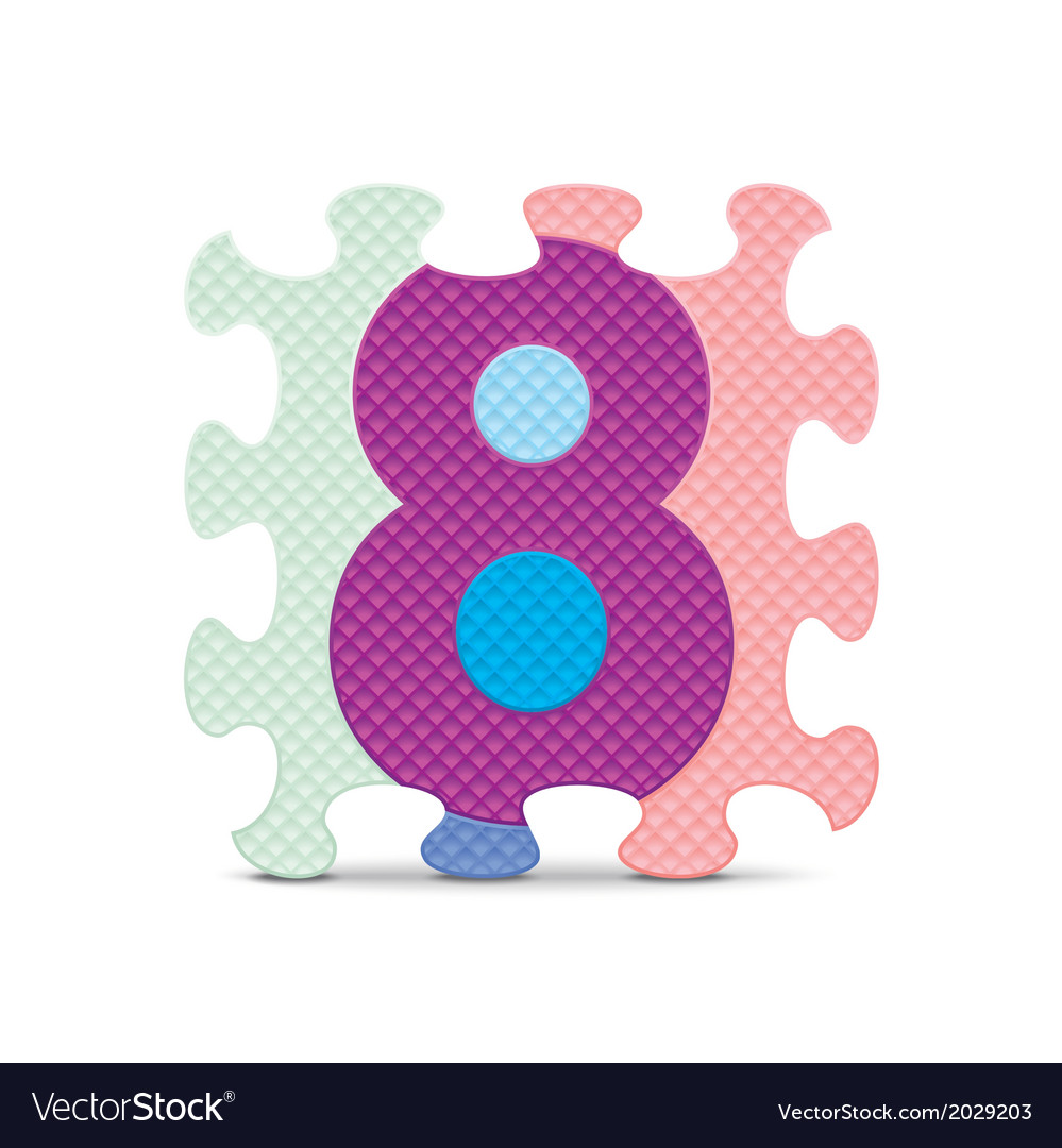 Number 8 written with alphabet puzzle Royalty Free Vector