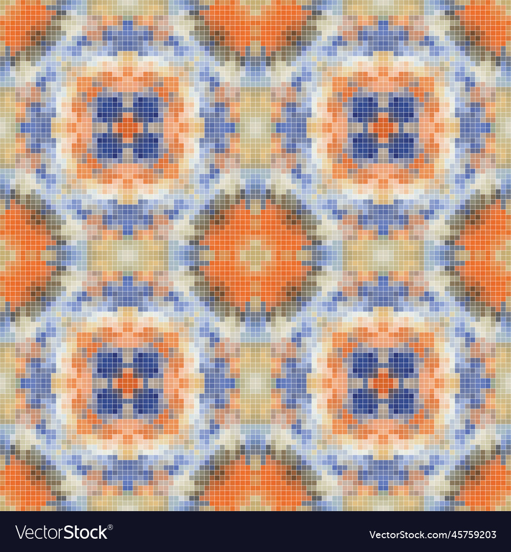 Pixel mosaic seamless pattern design repeat vector image Pixel mosaic seamless pattern design repeat