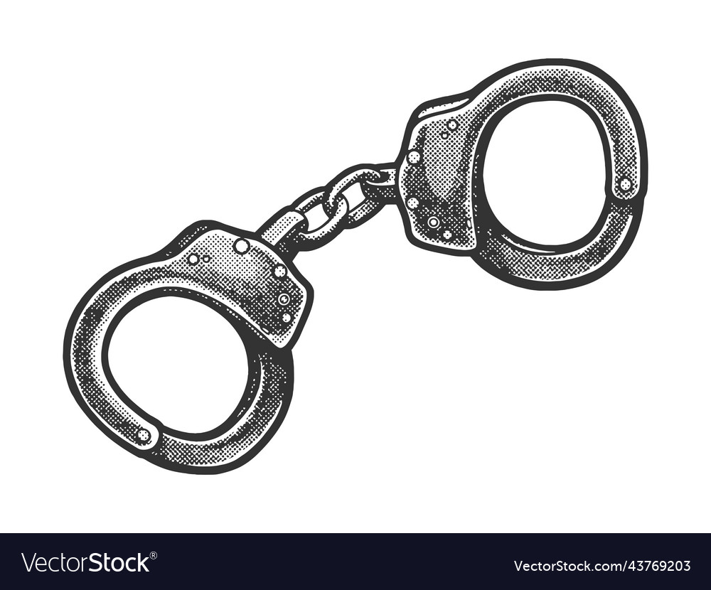 Police handcuffs sketch Royalty Free Vector Image