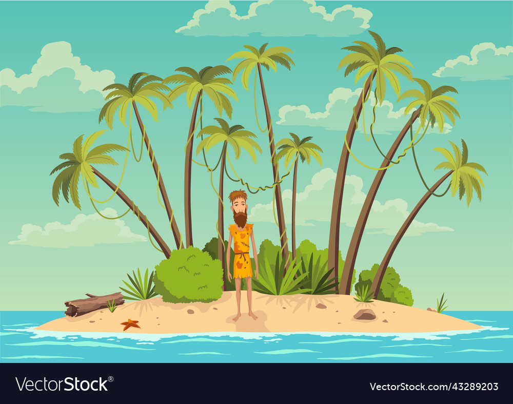 Robinson crusoe island man on desert