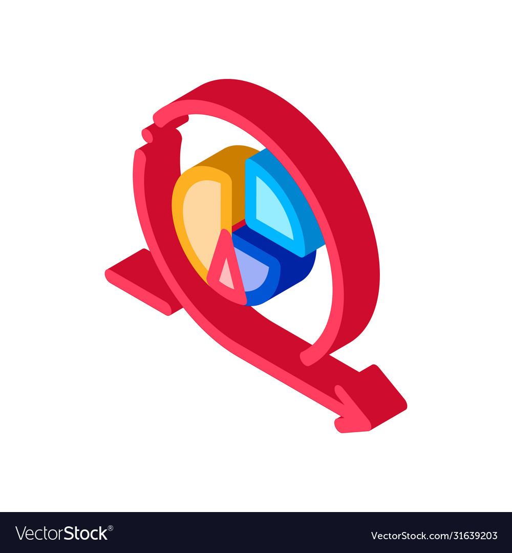 Round graph in center agile arrow mark isometric vector image Round graph in center agile arrow mark isometric