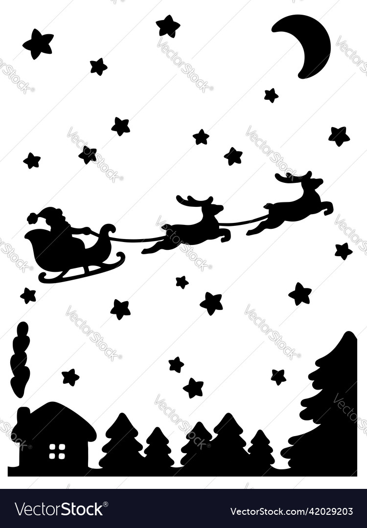 Santa Claus Carries Christmas Gifts On Reindeer Vector Image Santa Claus Carries Christmas Gifts On Reindeer Vector Image