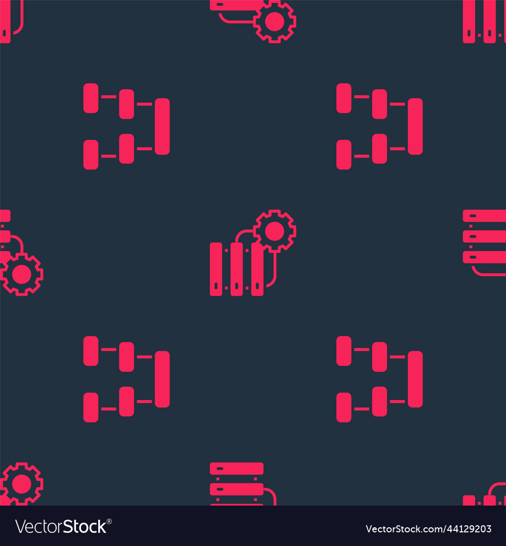Set hierarchy organogram chart and server gear Vector Image Set hierarchy organogram chart and server gear