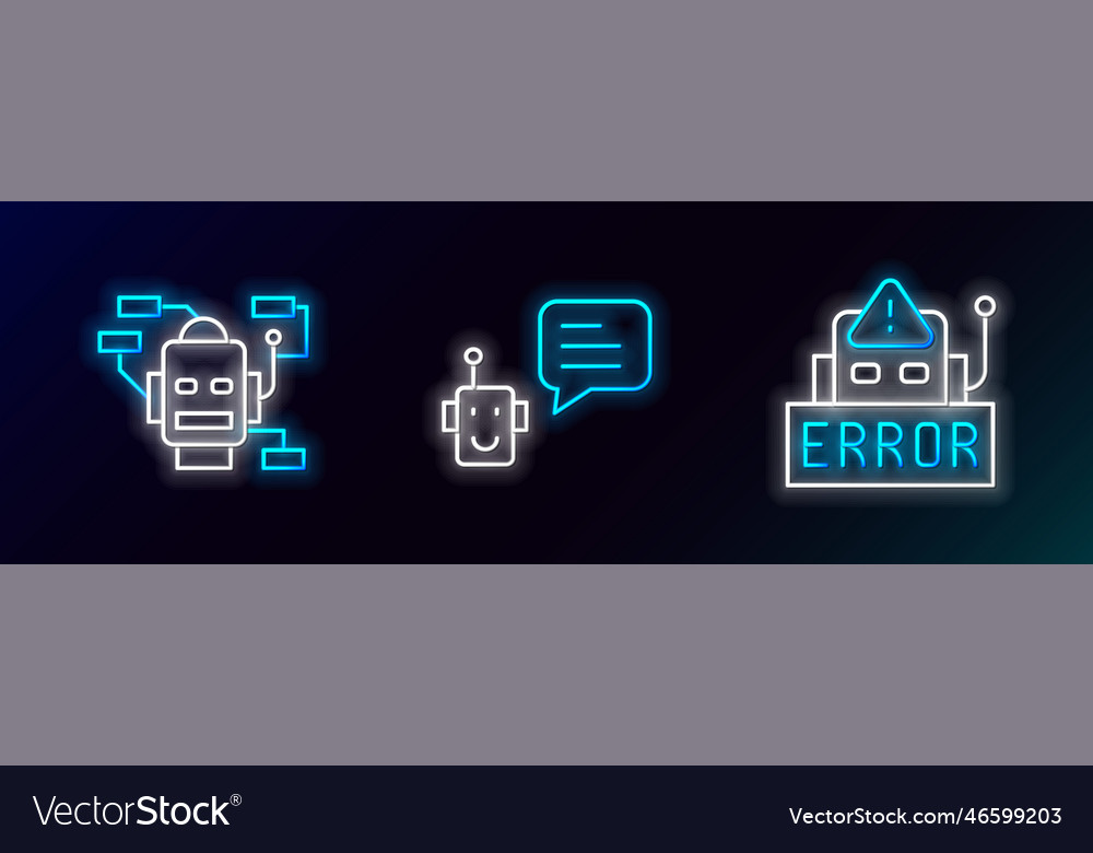 Set line error in robot and bot icon Vector Image Set line error in robot and bot icon