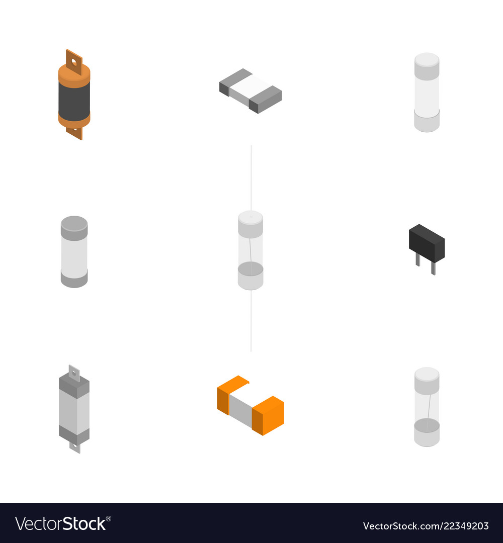 Set of different fuses in 3d Vector Image Set of different fuses in 3d