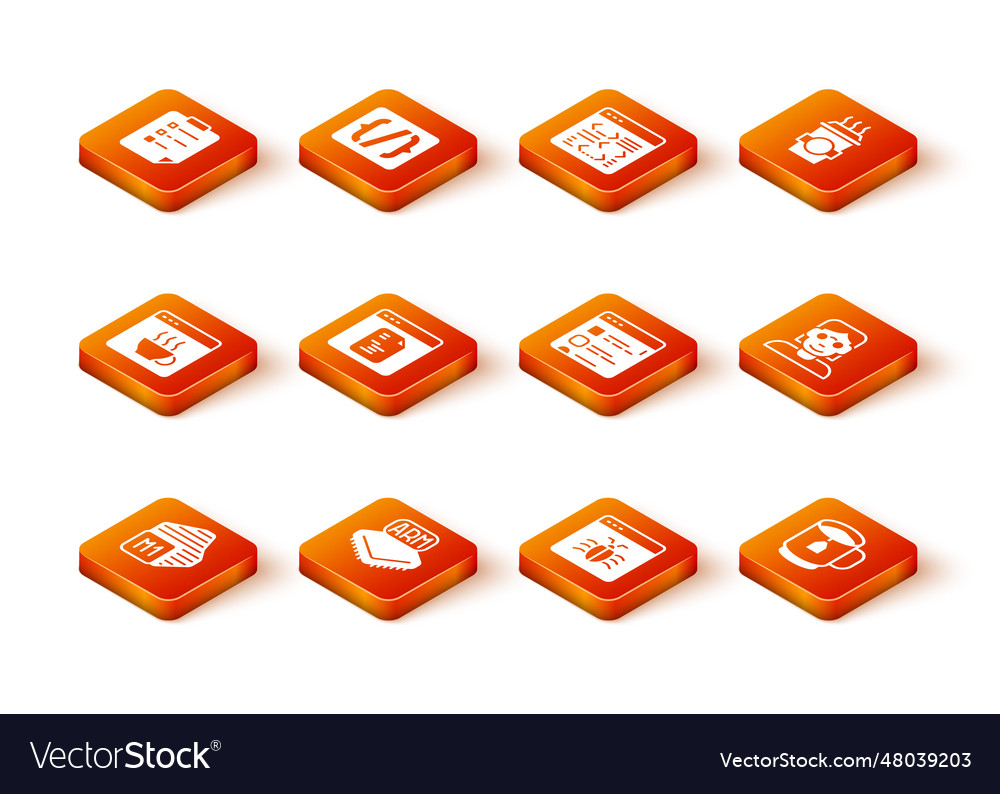 Set processor software system bug browser files vector image Set processor software system bug browser files