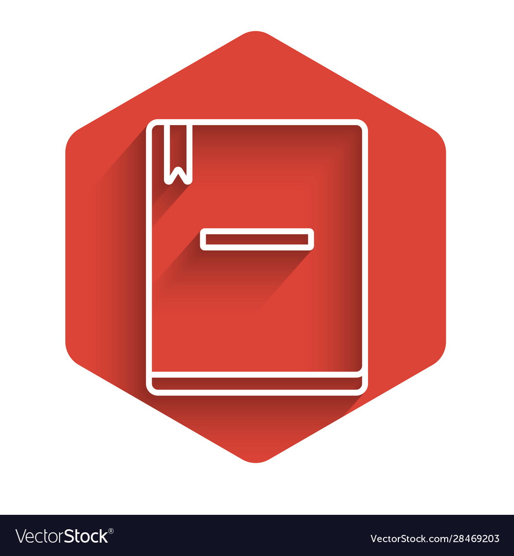 White line notebook icon isolated with long shadow vector image White line notebook icon isolated with long shadow