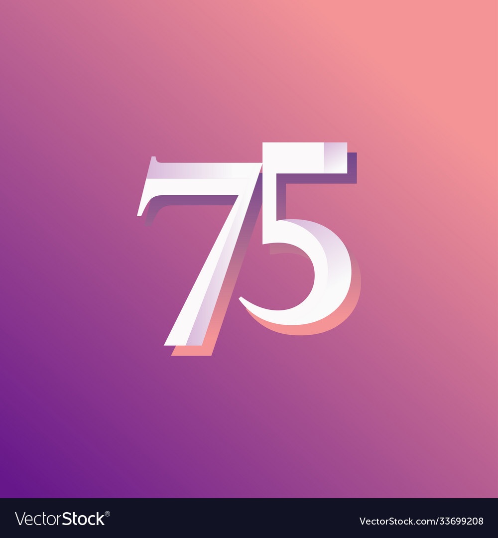 75 years anniversary rainbow number template Vector Image