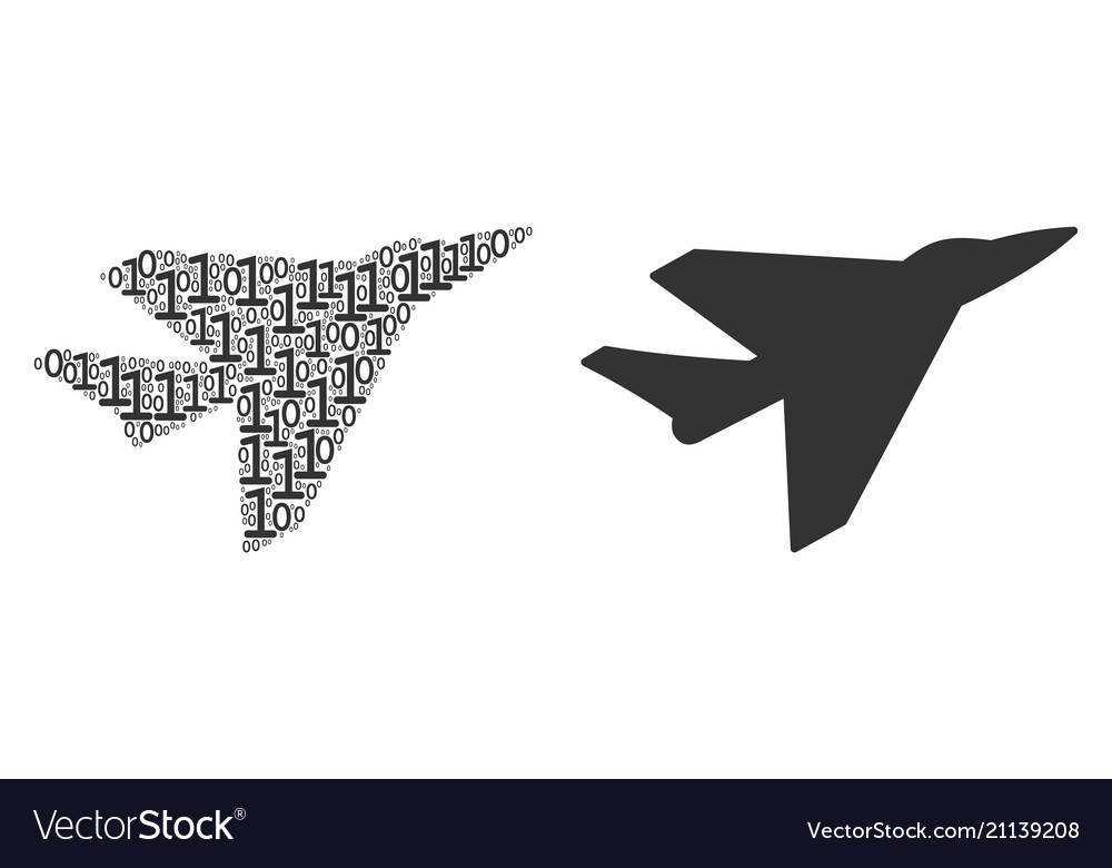Airplane intercepter collage of binary digits