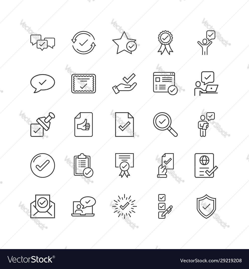 Approve icon set in flat style check mark vector image Approve icon set in flat style check mark