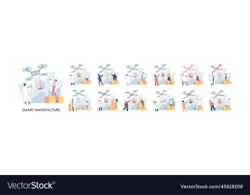 Automation and development of delivery process vector image Automation and development of delivery process
