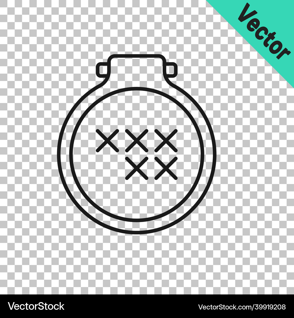 Black line round adjustable embroidery hoop icon Vector Image