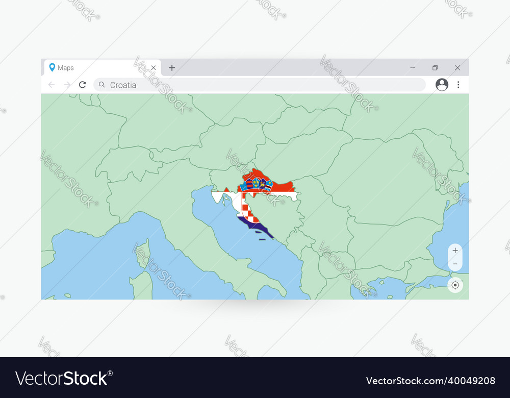 Browser window with map of croatia searching