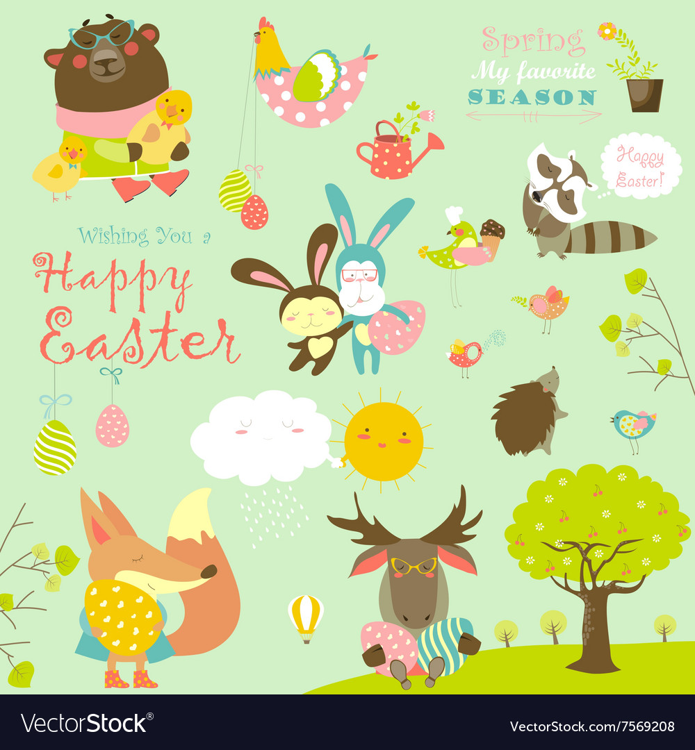 Cute Easter Animals Celebration