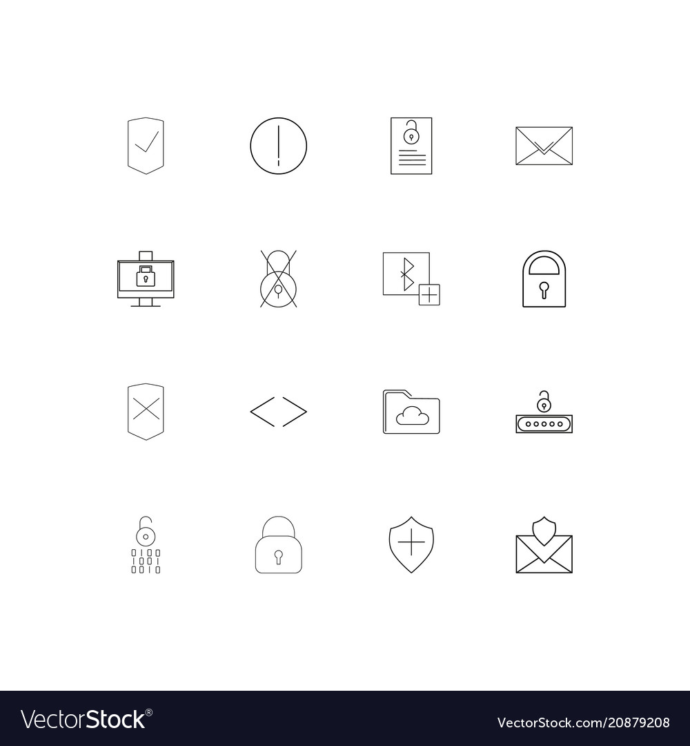 Cyber security linear thin icons set outlined