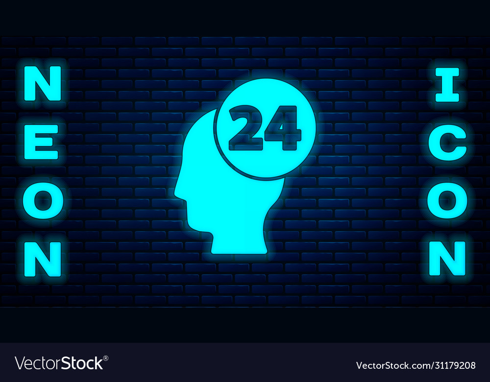 Glowing neon support operator in touch icon vector image Glowing neon support operator in touch icon