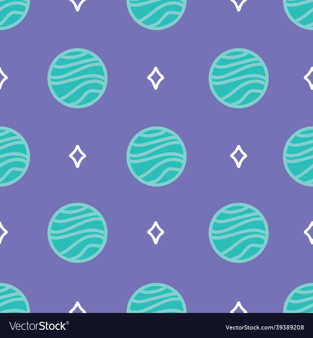 Mint and purple planets repeat pattern print